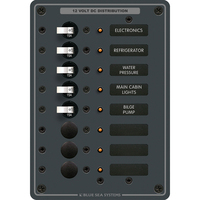 8023     Blue Sea 8023 DC 8 Position Circuit Breaker - White Switches     19041
