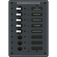 8159     Blue Sea 8159 AC 8 Position 230v (European) Breaker Panel (White Switches)     20707