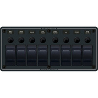 8371     Blue Sea 8371 Water Resistant Panel - 8 Position - Black - Horizontal Mount     20810