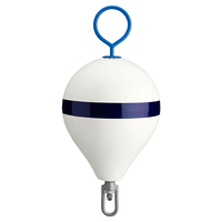 CM-2 WH-STR     Polyform Mooring Buoy w/Iron 13.5" Diameter - White Blue Stripe     36840