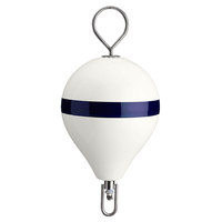 CM-2SS W-STR     Polyform Mooring Buoy w/SS 13.5" Diameter - White Blue Stripe     36842