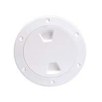 DP40-W     Beckson 4" Smooth Center Screw-Out Deck Plate - White     46418