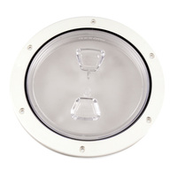 DP60-W-C     Beckson 6" Clear Center Screw Out Deck Plate - White     46428