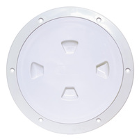 DP80-W     Beckson 8" Smooth Center Screw-Out Deck Plate - White     46434