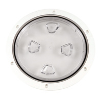 DP80-W-C     Beckson 8" Clear Center Screw-Out Deck Plate - White     46437