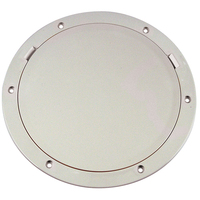 DP81-W     Beckson 8" Smooth Center Pry-Out Deck Plate - White     46453