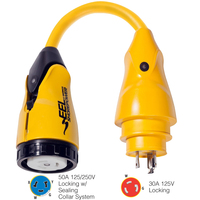 P30-504     Marinco P30-504 EEL 50A-125/250V Female to 30A-125V Male Pigtail Adapter - Yellow     49363