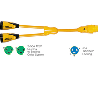 Y504-2-503     Marinco Y504-2-503 EEL (2)50A-125V Female to (1)50A-125/250V Male "Y" Adapter - Yellow     49367