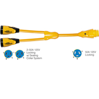 Y504-2-504     Marinco Y504-2-504 EEL (2)50A-125/250V Female to (1)50A-125/250V Male "Y" Adapter - Yellow     49369