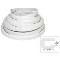 V30-1005W25-1     TACO Flexible Vinyl Trim - 5/32" Opening x 9/16"W x 25'L - White     49550
