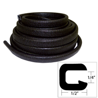 V30-1008B25-1     TACO Flexible Vinyl Trim - ¼" Opening x ½"W x 25'L - Black     49551