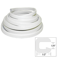 V30-1008W25-1     TACO Flexible Vinyl Trim - ¼" Opening x ½"W x 25'L - White     49552
