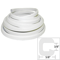 V30-1312W25-1     TACO Flexible Vinyl Trim - ⅜" Opening x ⅝"W x 25'L - White     49554