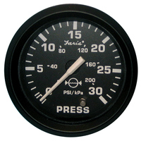 12810     Faria Euro Black 2" Water Pressure Gauge (30 PSI)     54692
