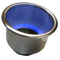S-3511BC     Whitecap Flush Mount Cup Holder w/Blue LED Light - Stainless Steel     56234