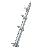 OC-0422VEL8     TACO 8' Center Rigger Pole - Silver w/Silver Rings & Tip - 1-1/8" Butt End Diameter     57016