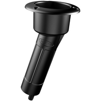 P1015DB     Mate Series Plastic 15&deg; Rod &amp; Cup Holder - Drain - Round Top - Black     72523