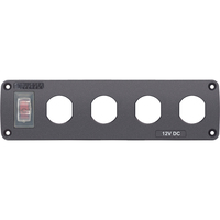 4369     Blue Sea Water Resistant USB Accessory Panel - 15A Circuit Breaker, 4x Blank Apertures     75115