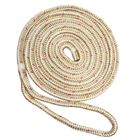 C5059-20-00050     New England Ropes 5/8" x 50' Nylon Double Braid Dock Line - White/Gold w/Tracer     76569
