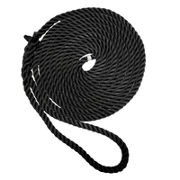 C6054-12-00020     New England Ropes 3/8" X 20' Premium Nylon 3 Strand Dock Line - Black     76616