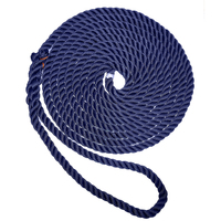 C6053-16-00015     New England Ropes 1/2" X 15' Premium Nylon 3 Strand Dock Line - Navy Blue     76630