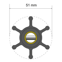 06-01-005     Albin Pump Premium Impeller Kit - 51 x 22 x 12mm - 6 Blade - Pin Insert     77964