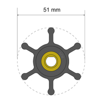 06-01-008     Albin Pump Premium Impeller Kit - 51 x 8 x 22mm - 6 Blade - Single Flat Insert     77967