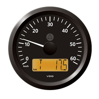 A2C59512367     Veratron 3-3/8" (85 mm) ViewLine Speedometer - 0 to 60 KMH - 12/24V - Black Dial &amp; Triangular Bezel     81563