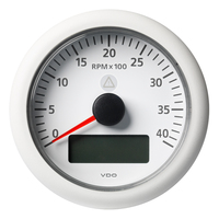 A2C59512397     Veratron 3-3/8" (85MM) ViewLine Tachometer w/Multi-Function Display - 0 to 4000 RPM - White Dial &amp; Bezel     81576