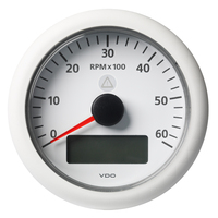 A2C59512399     Veratron 3-3/8" (85MM) ViewLine Tachometer w/Multi-Function Display - 0 to 6000 RPM - White Dial &amp; Bezel     81578