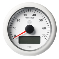 A2C59512400     Veratron 3-3/8" (85MM) ViewLine Tachometer w/Multi-Function Display - 0 to 7000 RPM - White Dial &amp; Bezel     81579