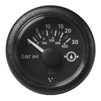 A2C59514141     Veratron 52MM (2-1/16") ViewLine Transmission Oil Pressure 30 Bar/435 PSI - Black Dial &amp; Round Bezel     83084