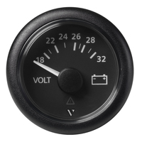 A2C59512458     Veratron 52mm (2-1/16") Viewline Voltmeter 18-32V - Black Dial &amp; Bezel     90103
