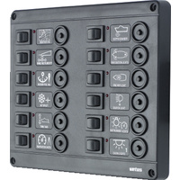 P12CB12  Vetus Australia Part Switch panel type P12 with 12 circuit breakers, 12 V