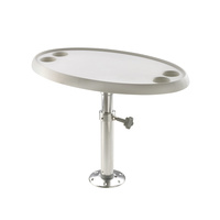 PTT5070  Vetus Australia Part Table oval 76 x 45 cm, with adjustable and removable pedestal and base plate, height 50 - 70 cm