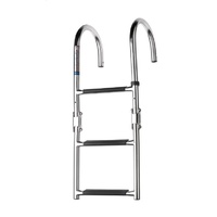 SLFB3A  Vetus Australia Part Folding stainless steel (AISI 316) boarding ladder, deck mounted, 3 steps, unfolded length 685 mm