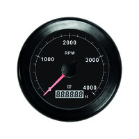 TACHB4000  Vetus Australia Part Revolution counter/hour counter, black, 12/24 V, (0-4000 RPM), cut-out size Ø 100 mm 